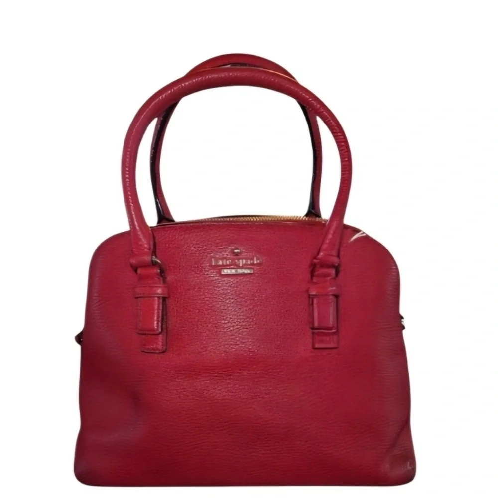 Kate Spade Bundle Jackson Street Lottie Satchel + Matching Pouch Cherry Red EUC
